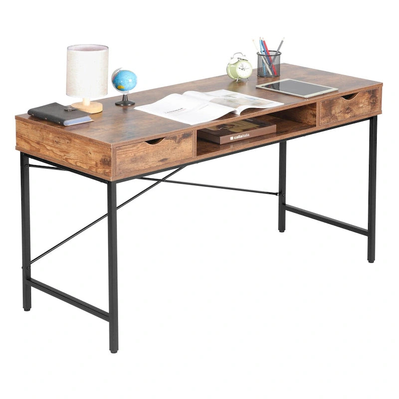 JJS 48' Writing Desk with Drawers, Contemporary Home Office Large Computer Laptop Workstation with Storage 18