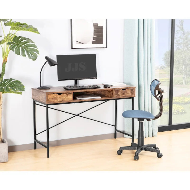JJS 48' Writing Desk with Drawers, Contemporary Home Office Large Computer Laptop Workstation with Storage 20