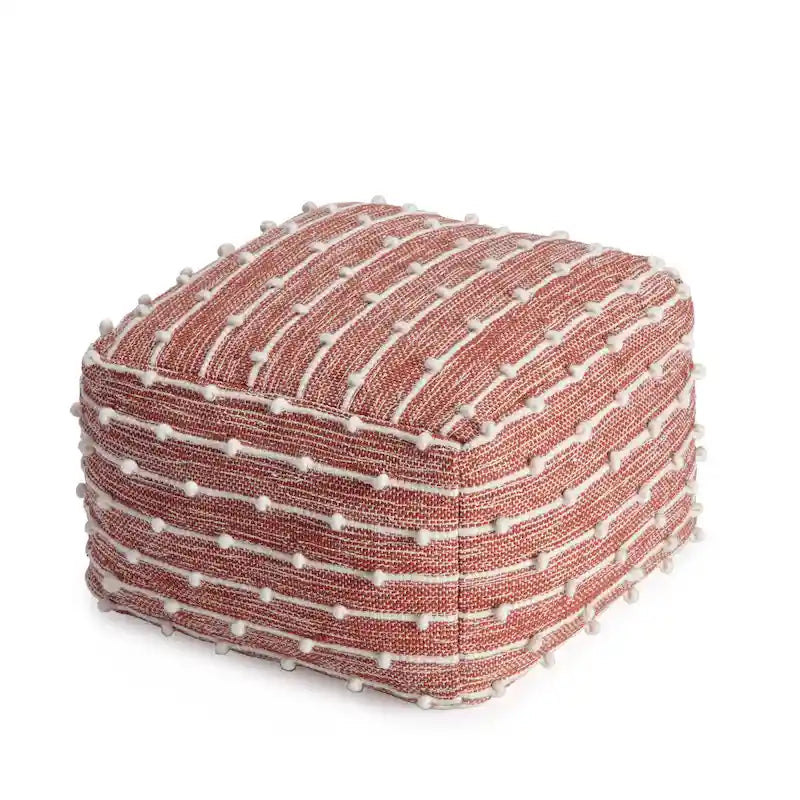 Jani Surin 22-inch Square Pouf Ottoman - Handmade Footrest for Living Room, Bedroom, Nursery, Kidsroom