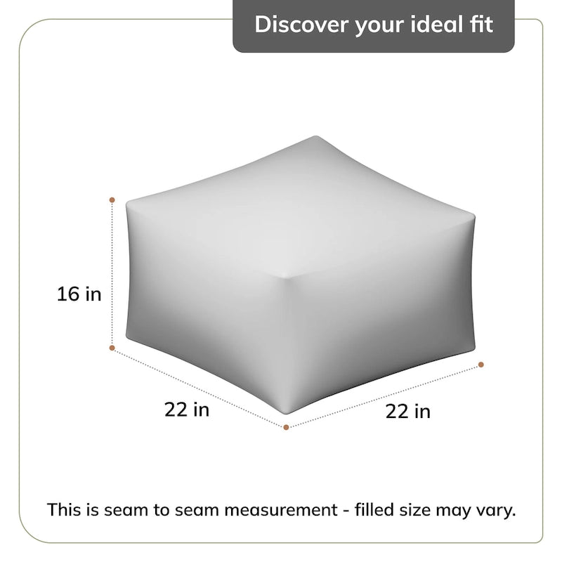 Jani Surin 22-inch Square Pouf Ottoman - Handmade Footrest for Living Room, Bedroom, Nursery, Kidsroom 5