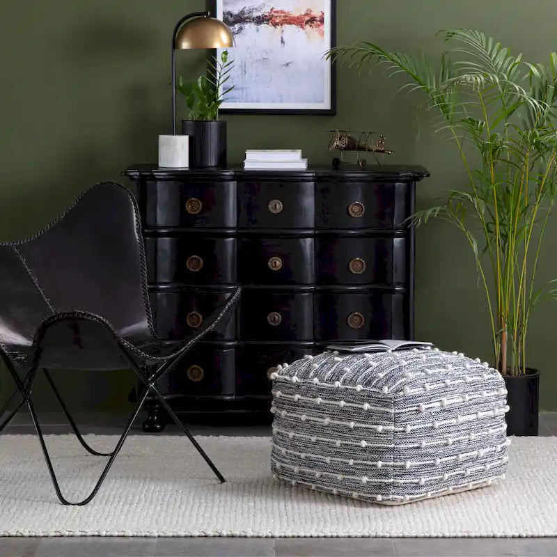 Jani Surin 22-inch Square Pouf Ottoman - Handmade Footrest for Living Room, Bedroom, Nursery, Kidsroom 8