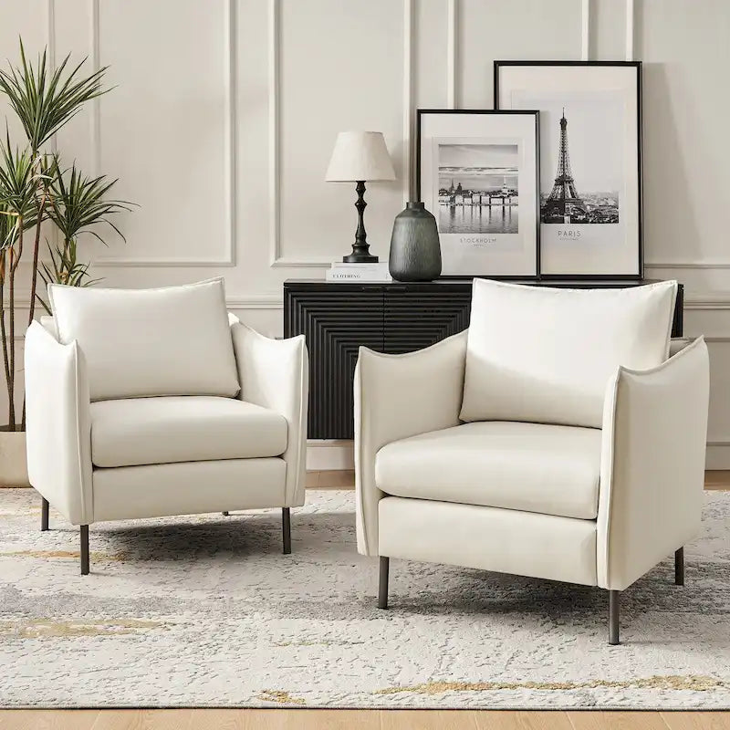 Christopher Modern Anti-scratch Fabric Armchair with Black Metal Legs Set of 2 by HULALA HOME 29