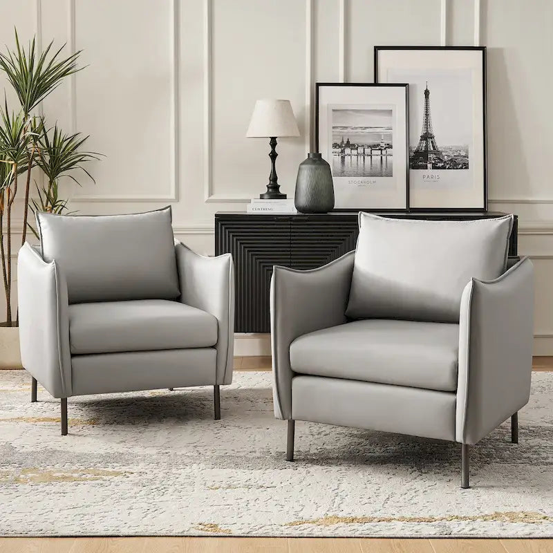 Christopher Modern Anti-scratch Fabric Armchair with Black Metal Legs Set of 2 by HULALA HOME 31