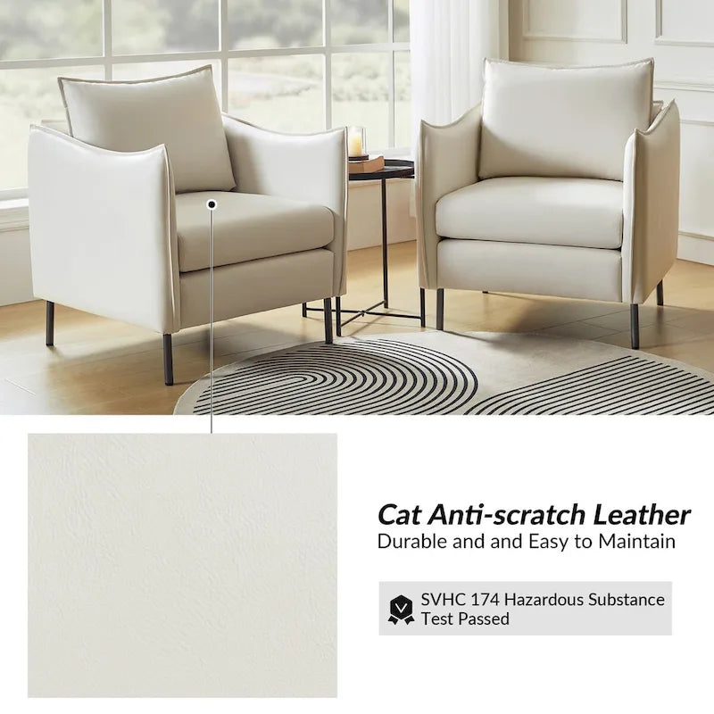 Christopher Modern Anti-scratch Fabric Armchair with Black Metal Legs Set of 2 by HULALA HOME 3