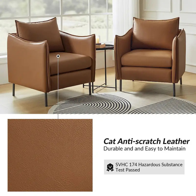 Christopher Modern Anti-scratch Fabric Armchair with Black Metal Legs Set of 2 by HULALA HOME 6