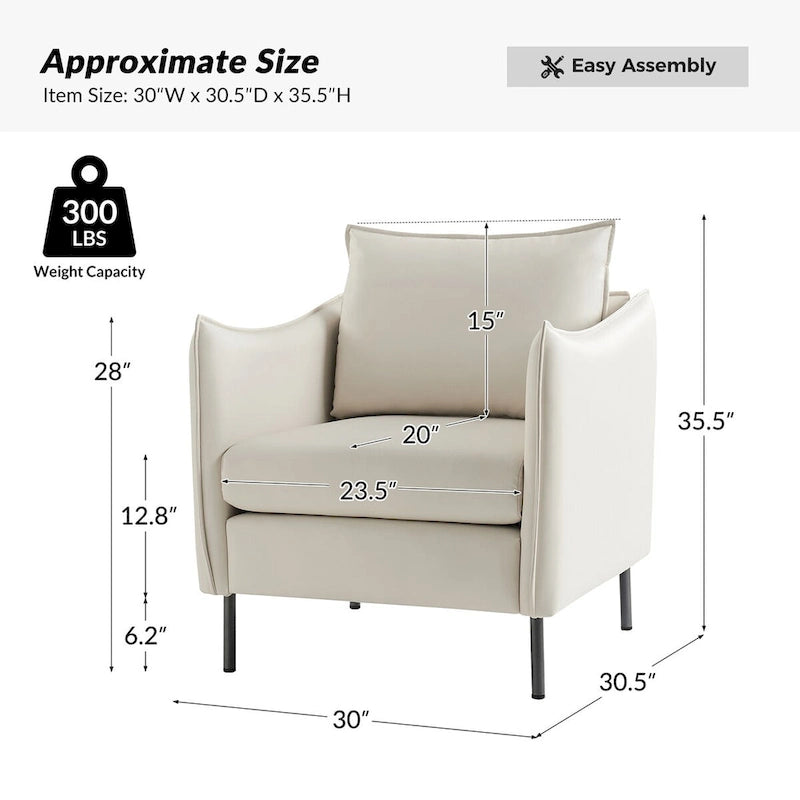 Christopher Modern Anti-scratch Fabric Armchair with Black Metal Legs Set of 2 by HULALA HOME 14