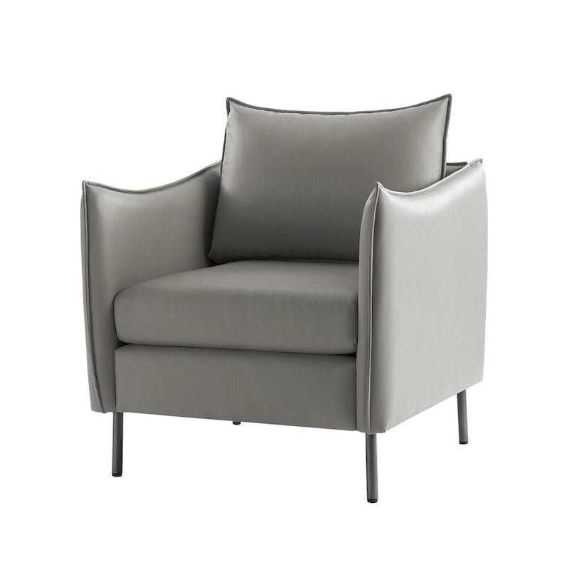 Christopher Modern Anti-scratch Fabric Armchair with Black Metal Legs Set of 2 by HULALA HOME 16