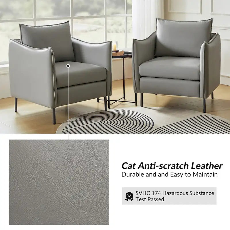Christopher Modern Anti-scratch Fabric Armchair with Black Metal Legs Set of 2 by HULALA HOME 17
