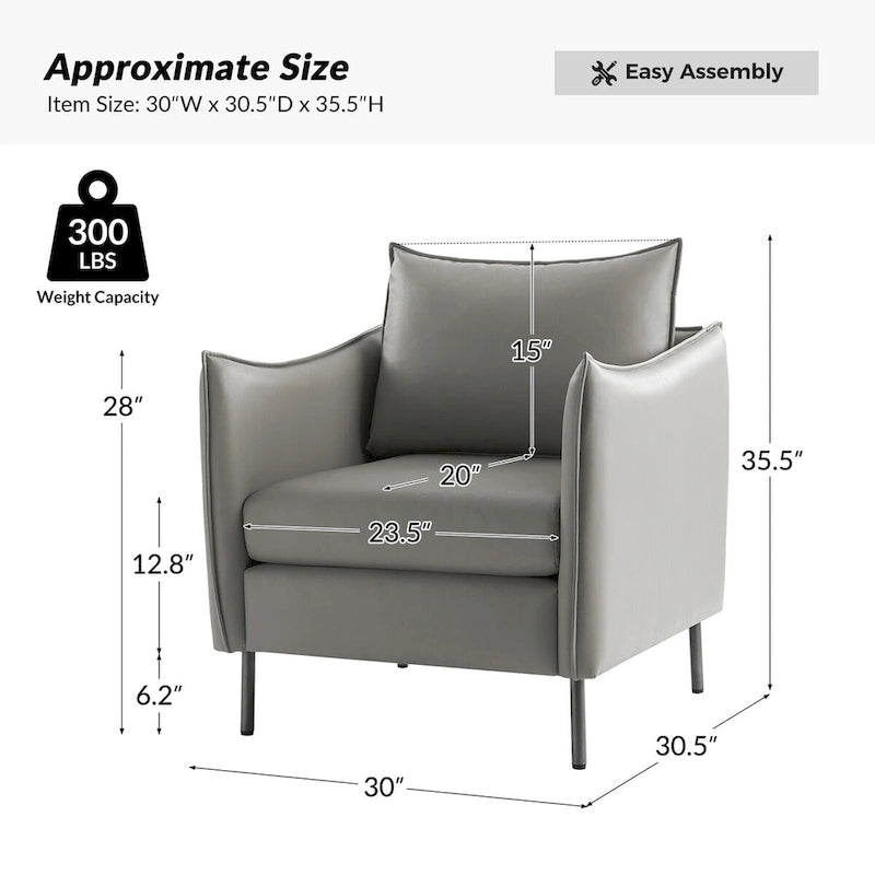 Christopher Modern Anti-scratch Fabric Armchair with Black Metal Legs Set of 2 by HULALA HOME 21