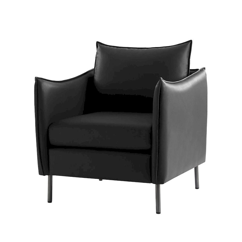 Christopher Modern Anti-scratch Fabric Armchair with Black Metal Legs Set of 2 by HULALA HOME 23