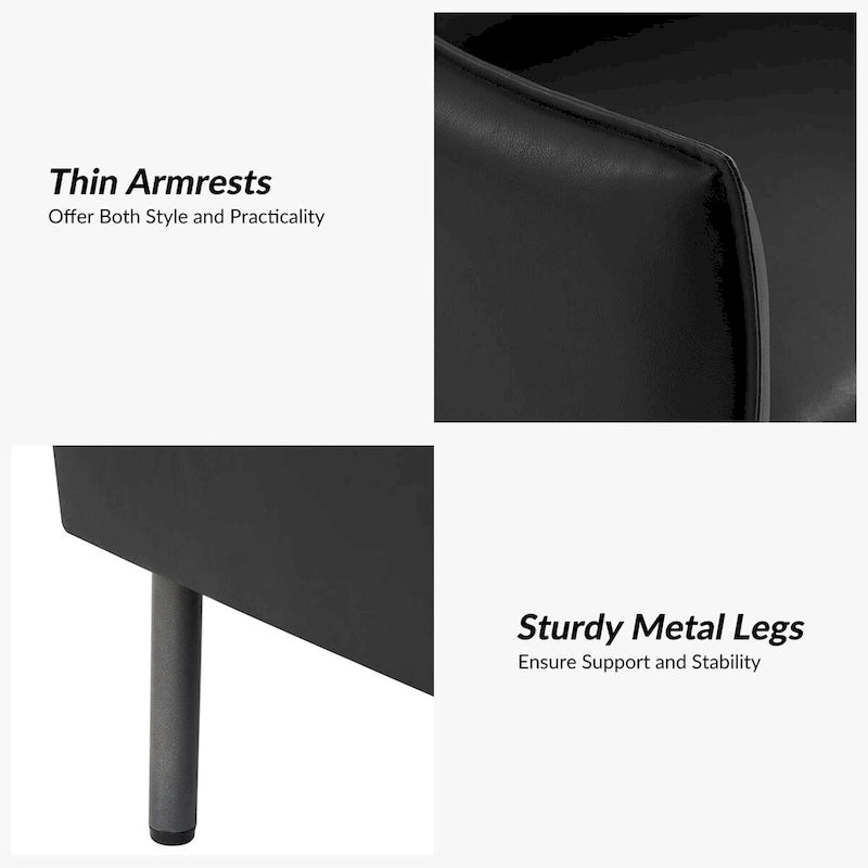 Christopher Modern Anti-scratch Fabric Armchair with Black Metal Legs Set of 2 by HULALA HOME 26