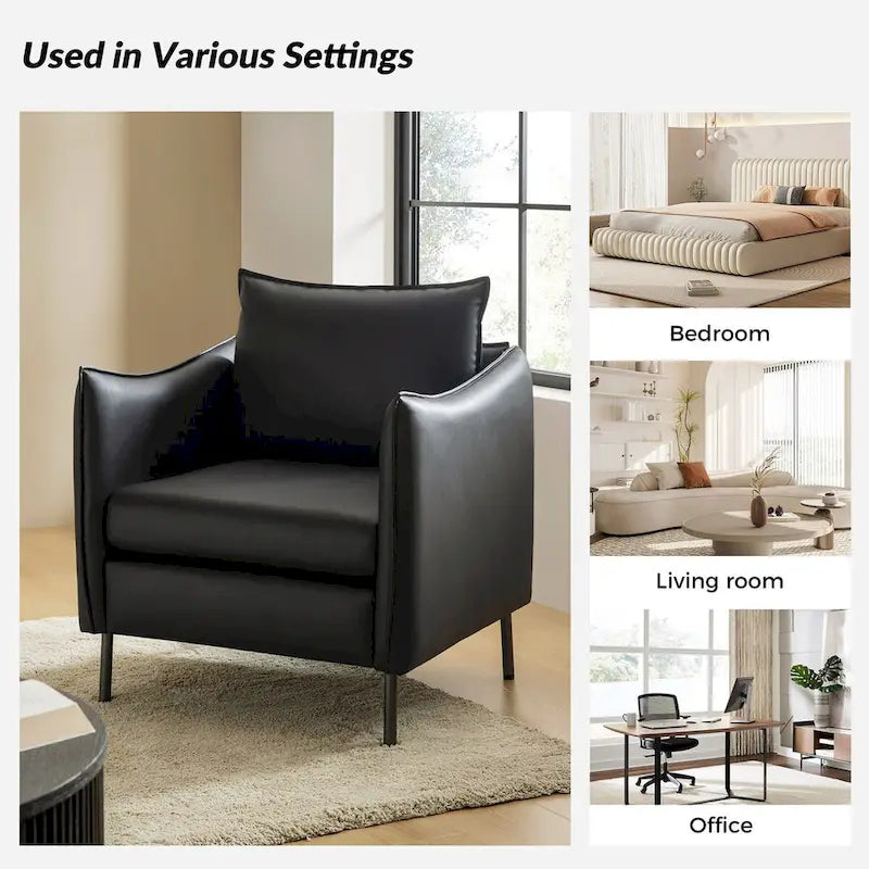 Christopher Modern Anti-scratch Fabric Armchair with Black Metal Legs Set of 2 by HULALA HOME 27
