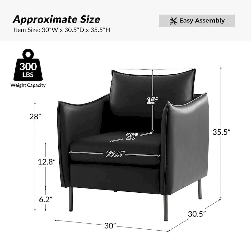 Christopher Modern Anti-scratch Fabric Armchair with Black Metal Legs Set of 2 by HULALA HOME 28