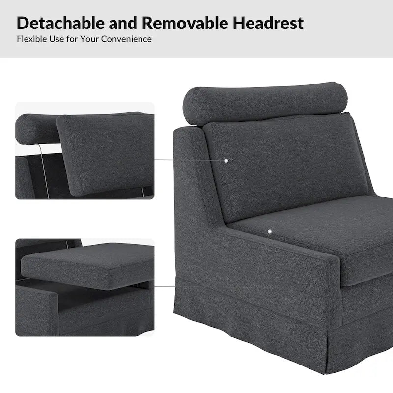 Anne 45 W Modern Slipcovered Chair with Ottoman by HULALA HOME 6