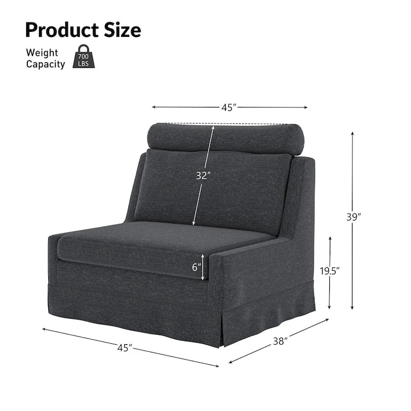 Anne 45 W Modern Slipcovered Chair with Ottoman by HULALA HOME 10
