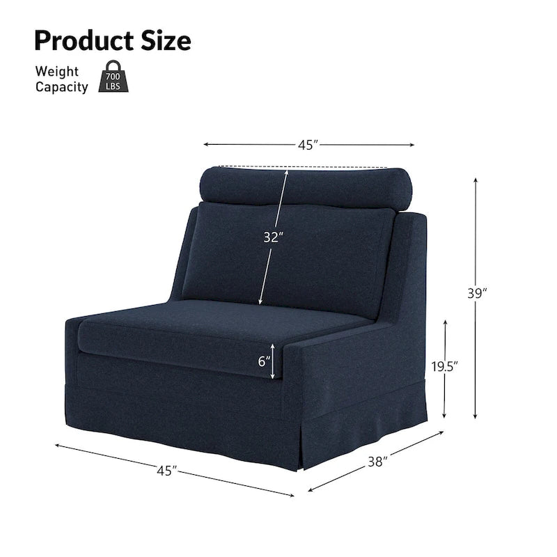 Anne 45 W Modern Slipcovered Chair with Ottoman by HULALA HOME 18