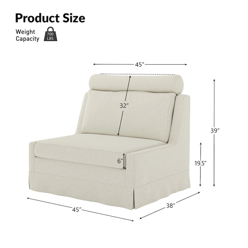 Anne 45 W Modern Slipcovered Chair with Ottoman by HULALA HOME 25