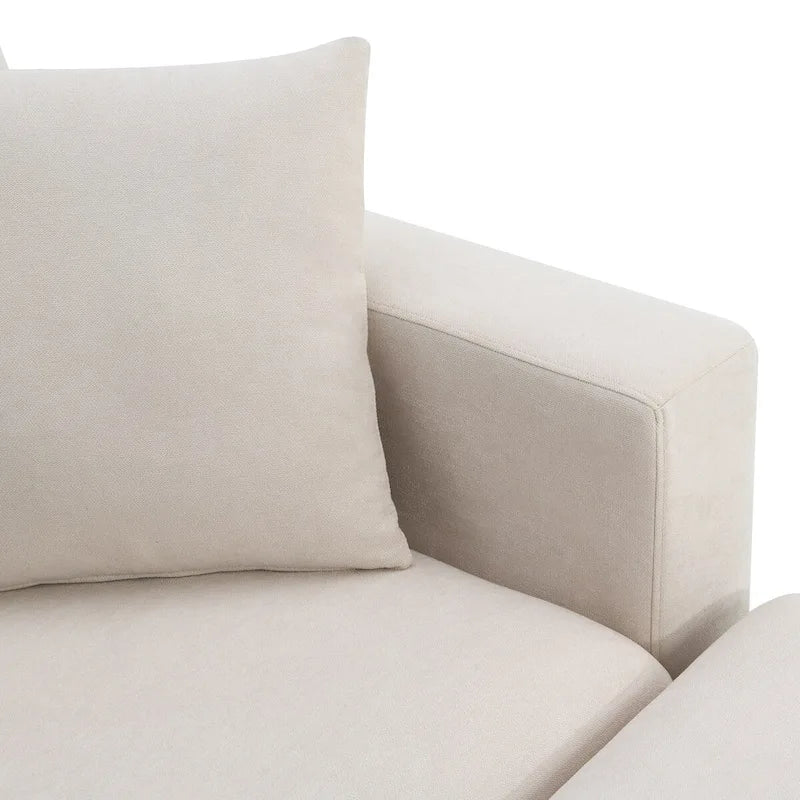 Modern Sectional Sofa,L-shaped Couch Set with 2 Free pillows,4-seat Polyester Fabric Couch Set with Convertible Ottoman 5