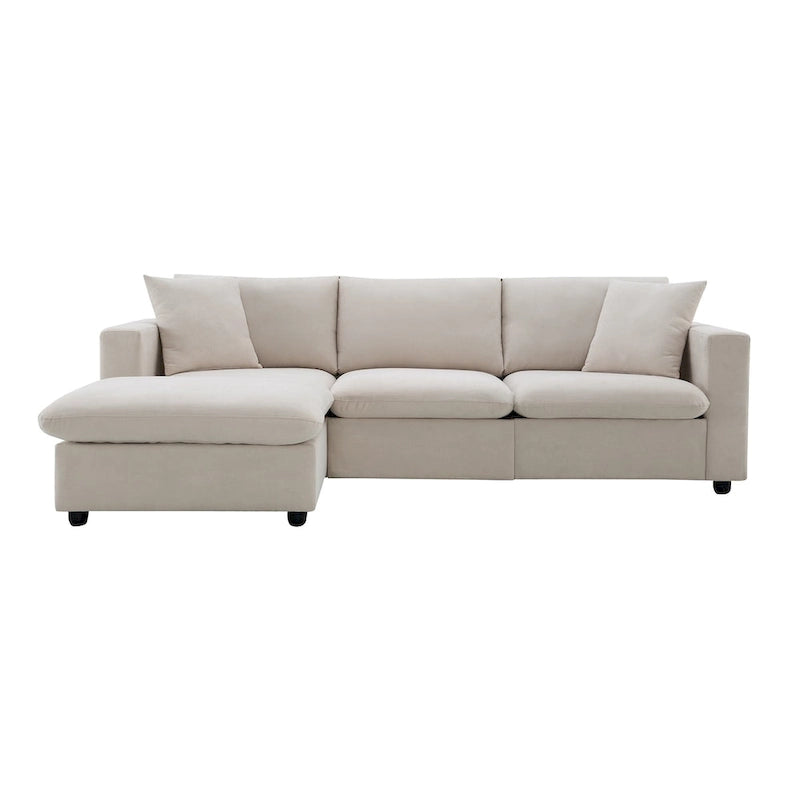 Modern Sectional Sofa,L-shaped Couch Set with 2 Free pillows,4-seat Polyester Fabric Couch Set with Convertible Ottoman 9