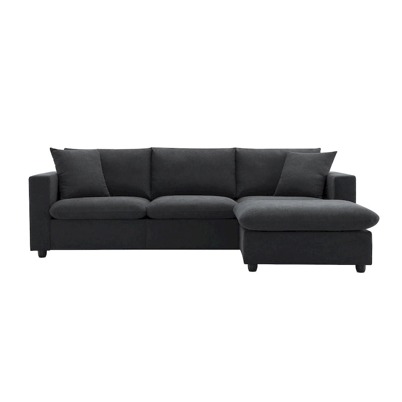 Modern Sectional Sofa,L-shaped Couch Set with 2 Free pillows,4-seat Polyester Fabric Couch Set with Convertible Ottoman 11