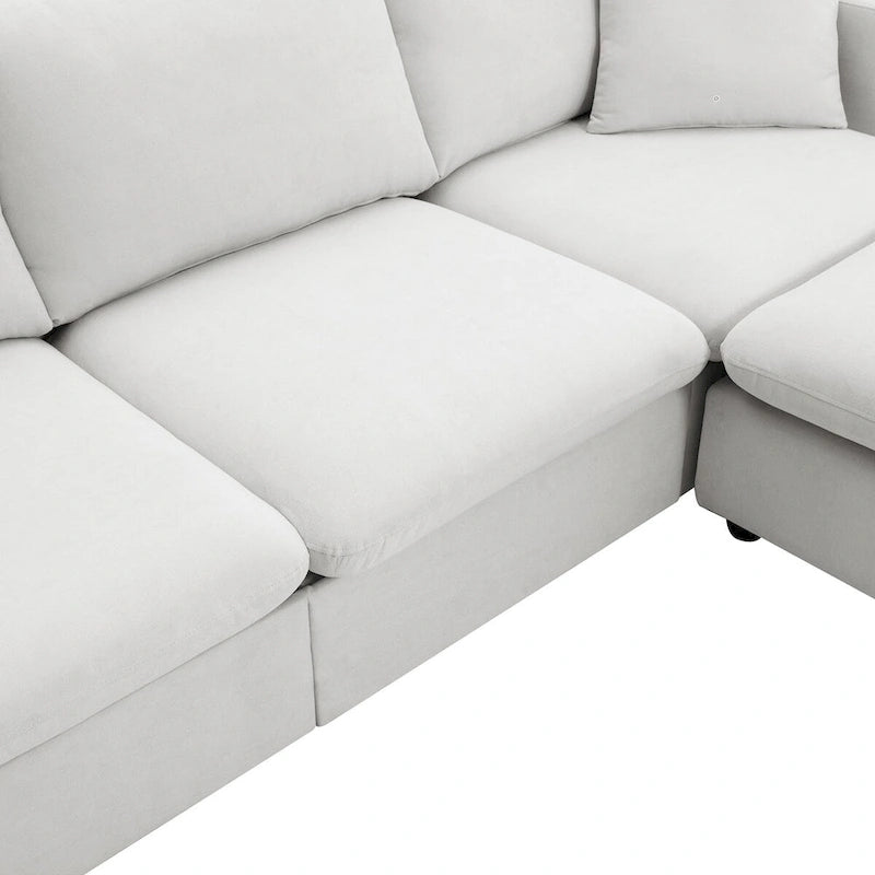 Modern Sectional Sofa,L-shaped Couch Set with 2 Free pillows,4-seat Polyester Fabric Couch Set with Convertible Ottoman 20