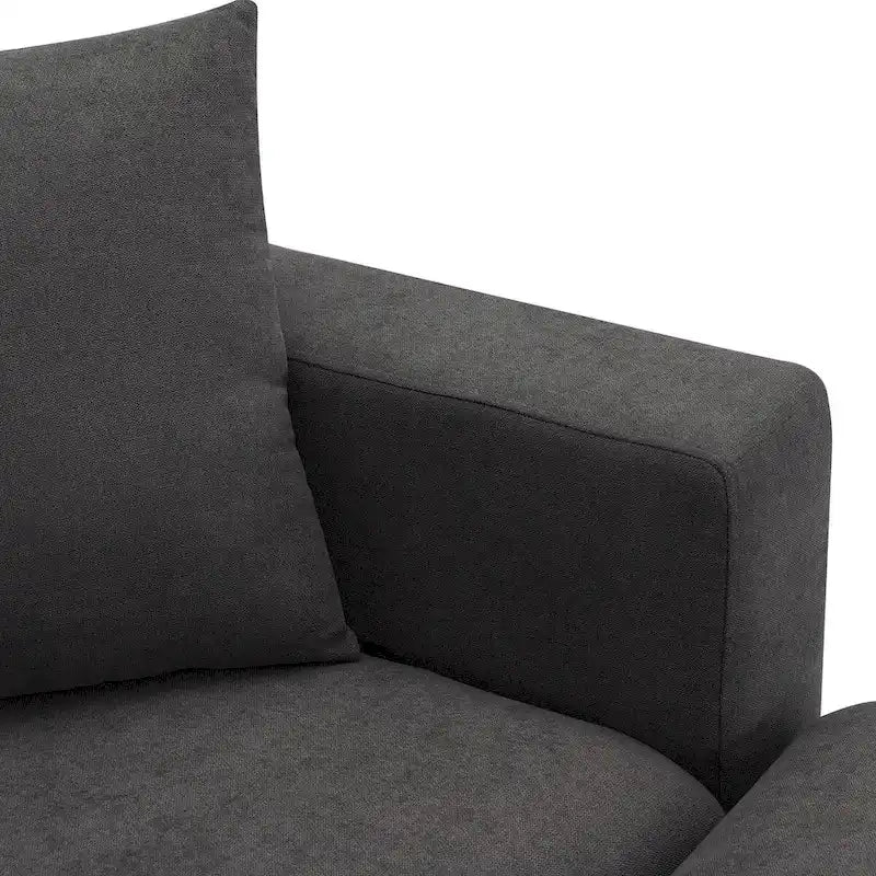 Modern Sectional Sofa,L-shaped Couch Set with 2 Free pillows,4-seat Polyester Fabric Couch Set with Convertible Ottoman 26