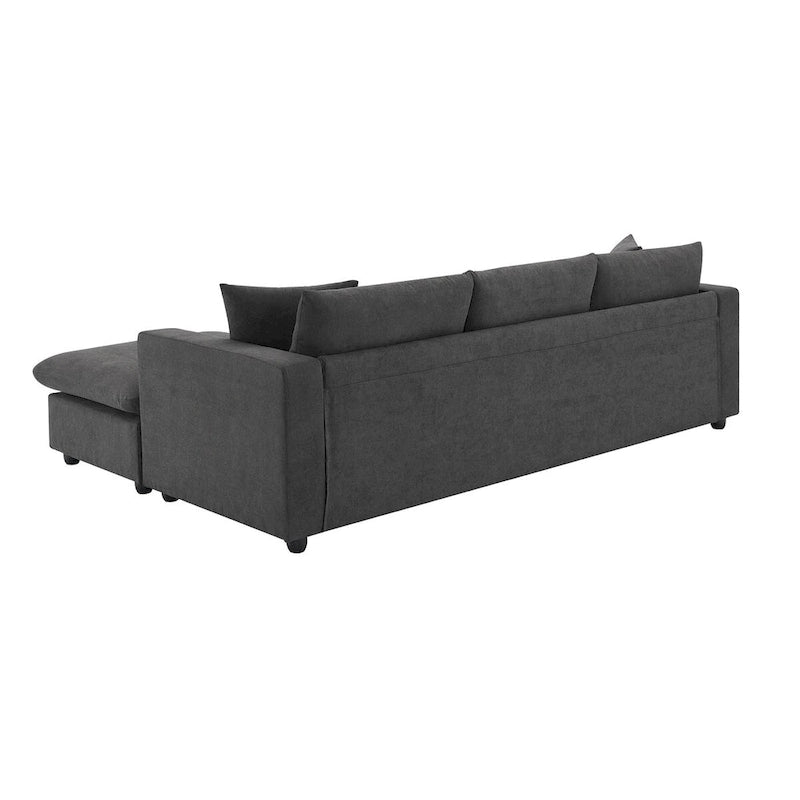 Modern Sectional Sofa,L-shaped Couch Set with 2 Free pillows,4-seat Polyester Fabric Couch Set with Convertible Ottoman 29