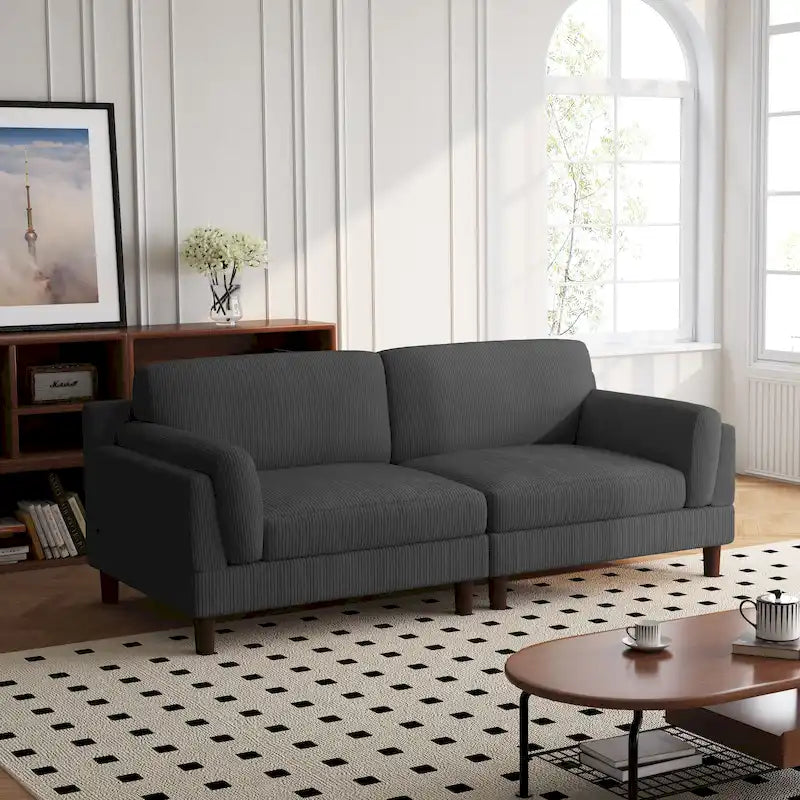 Divano oversize in velluto a coste per soggiorno con cuscini reversibili 38