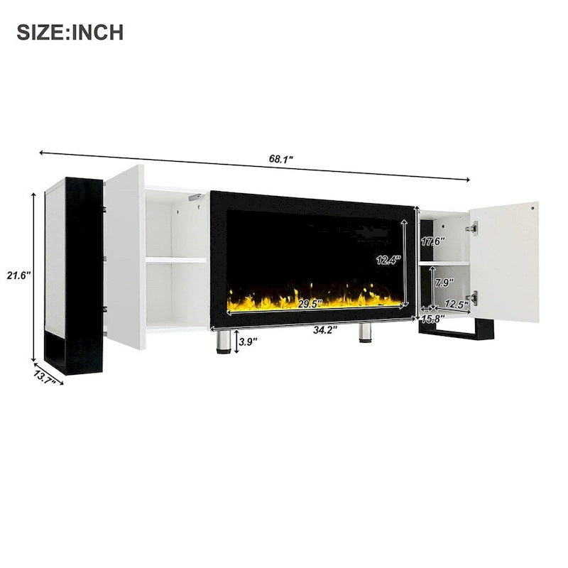 Modern TV Stand w/ Non-heating Electric Fireplace for TVs up to 78 21