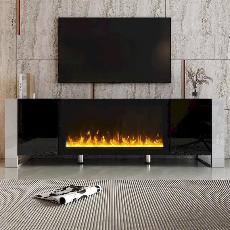 Modern TV Stand w/ Non-heating Electric Fireplace for TVs up to 78