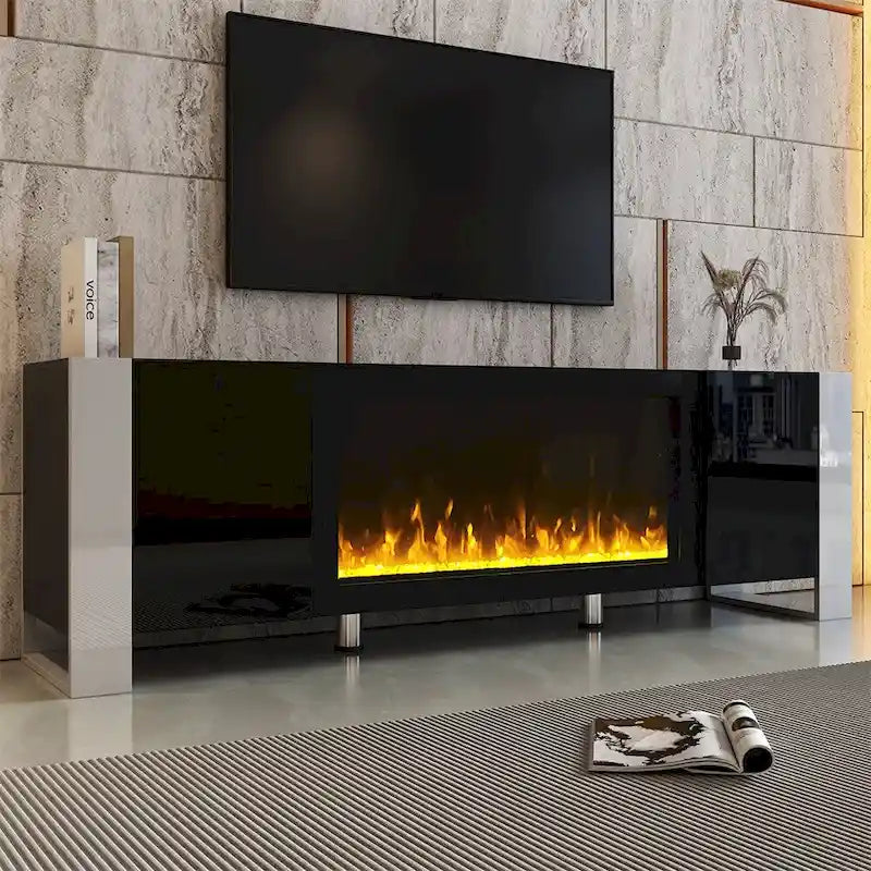 Modern TV Stand w/ Non-heating Electric Fireplace for TVs up to 78 3
