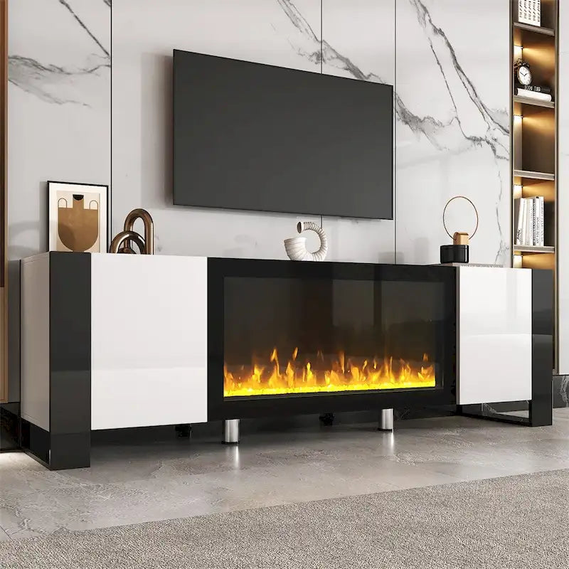 Modern TV Stand w/ Non-heating Electric Fireplace for TVs up to 78 4