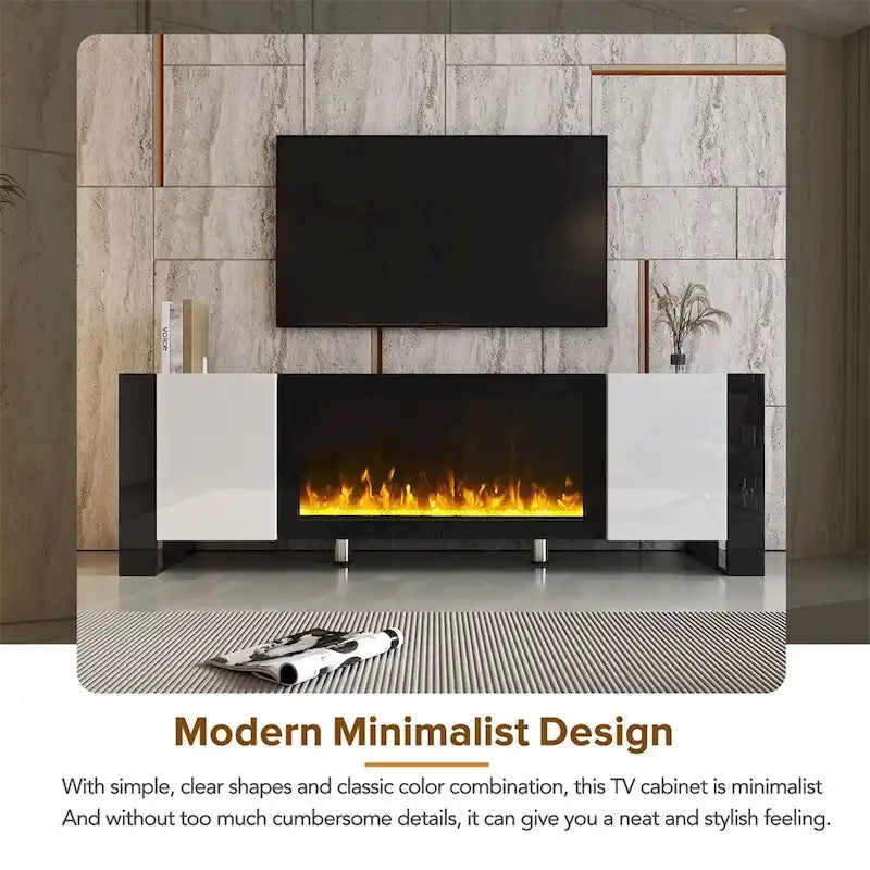 Modern TV Stand w/ Non-heating Electric Fireplace for TVs up to 78 8