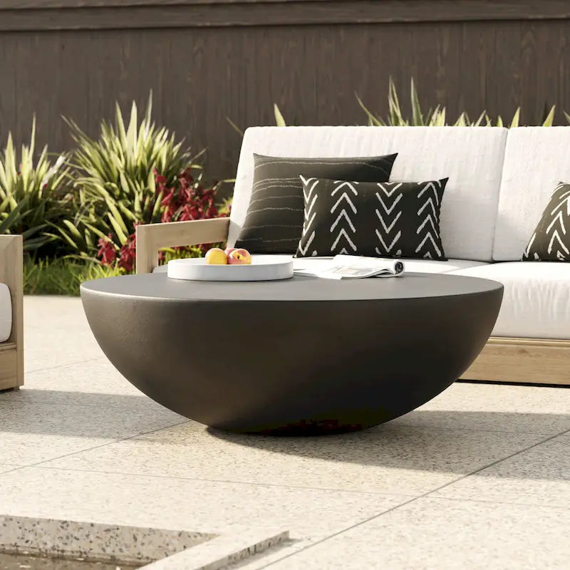 Tavolino rotondo moderno Modrest Bronte in cemento nero