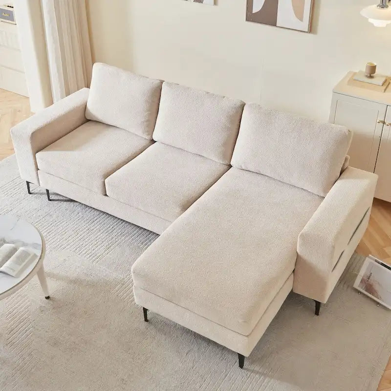 HOOOWOOO L-Shaped Upholstered Sofa Couch with Metal Legs 37