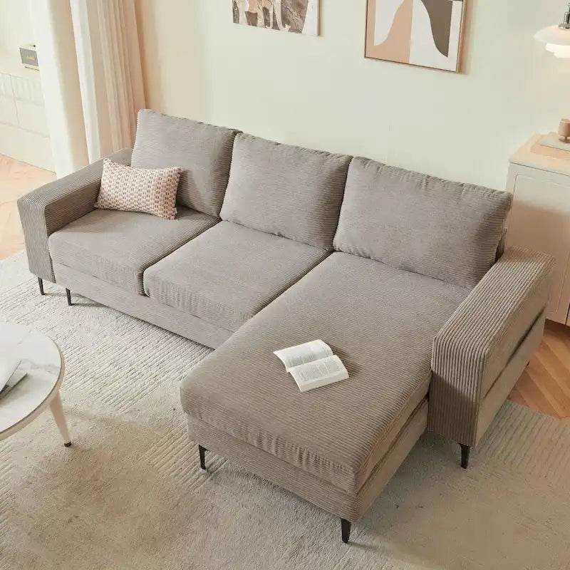 HOOOWOOO L-Shaped Upholstered Sofa Couch with Metal Legs 38