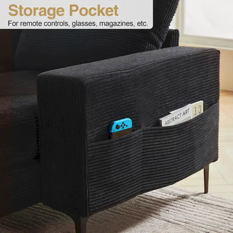 HOOOWOOO L-Shaped Upholstered Sofa Couch with Metal Legs 10