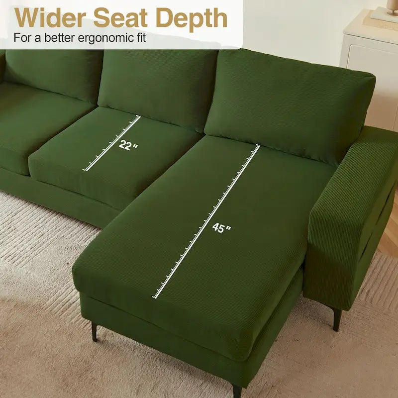 HOOOWOOO L-Shaped Upholstered Sofa Couch with Metal Legs 13