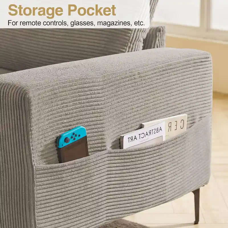 HOOOWOOO L-Shaped Upholstered Sofa Couch with Metal Legs 23