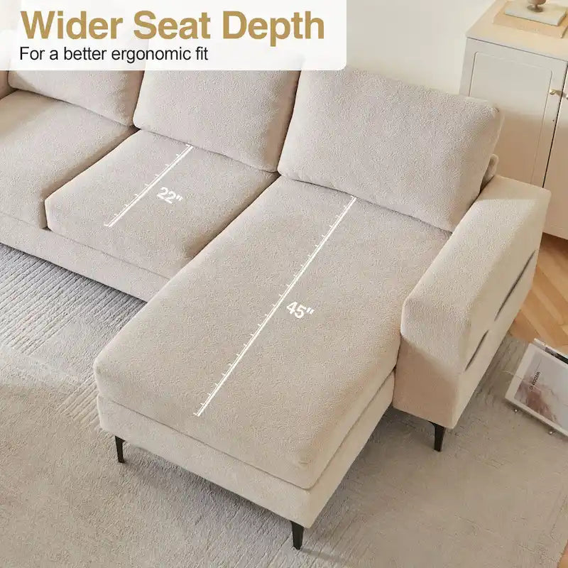 HOOOWOOO L-Shaped Upholstered Sofa Couch with Metal Legs 25