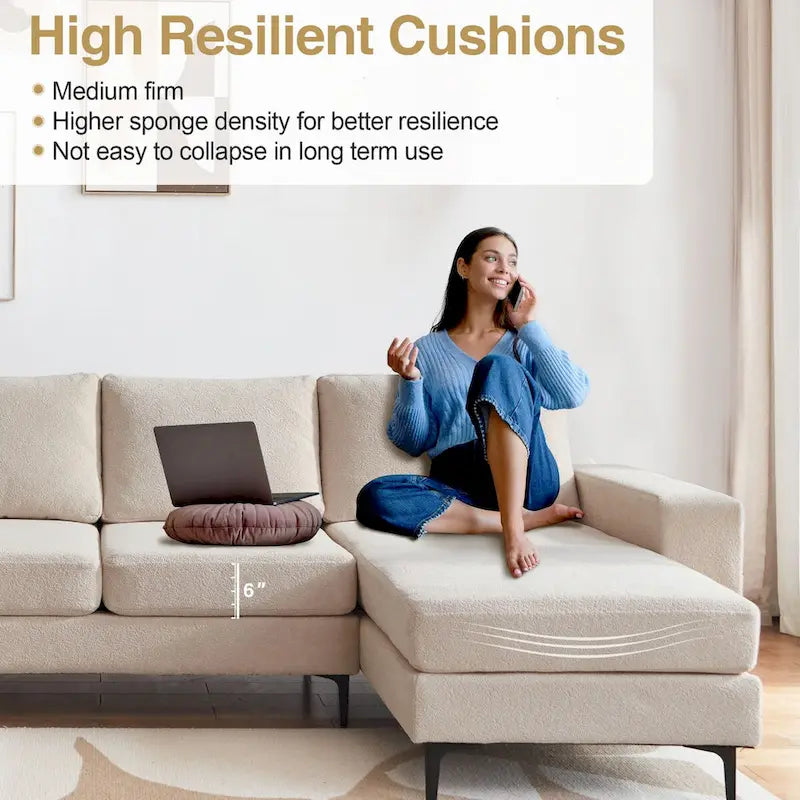 HOOOWOOO L-Shaped Upholstered Sofa Couch with Metal Legs 27