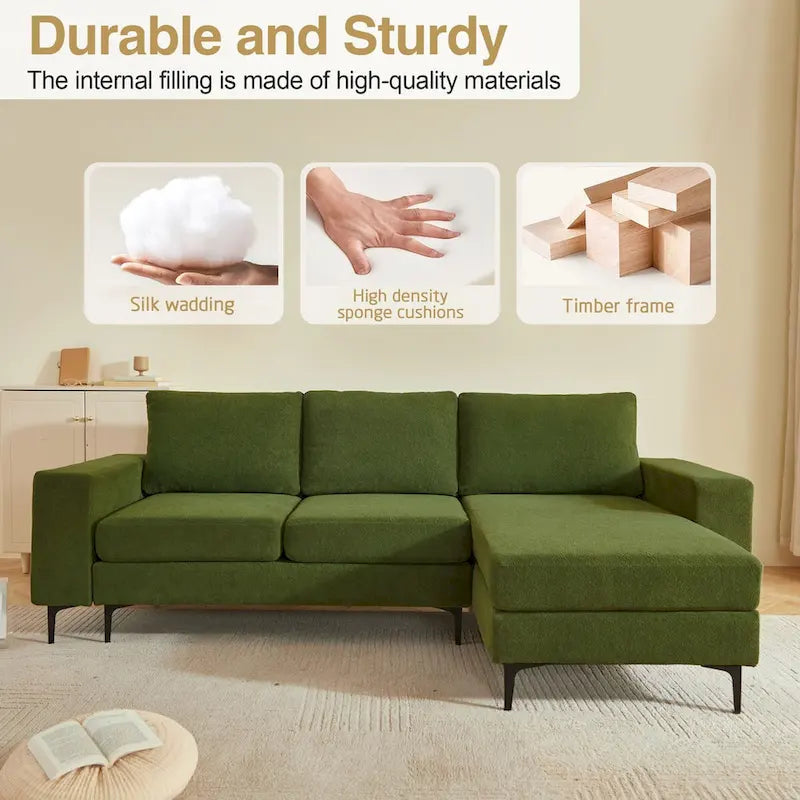 HOOOWOOO L-Shaped Upholstered Sofa Couch with Metal Legs 32