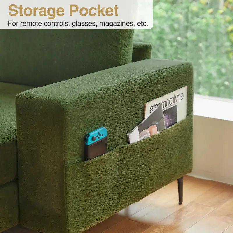 HOOOWOOO L-Shaped Upholstered Sofa Couch with Metal Legs 35