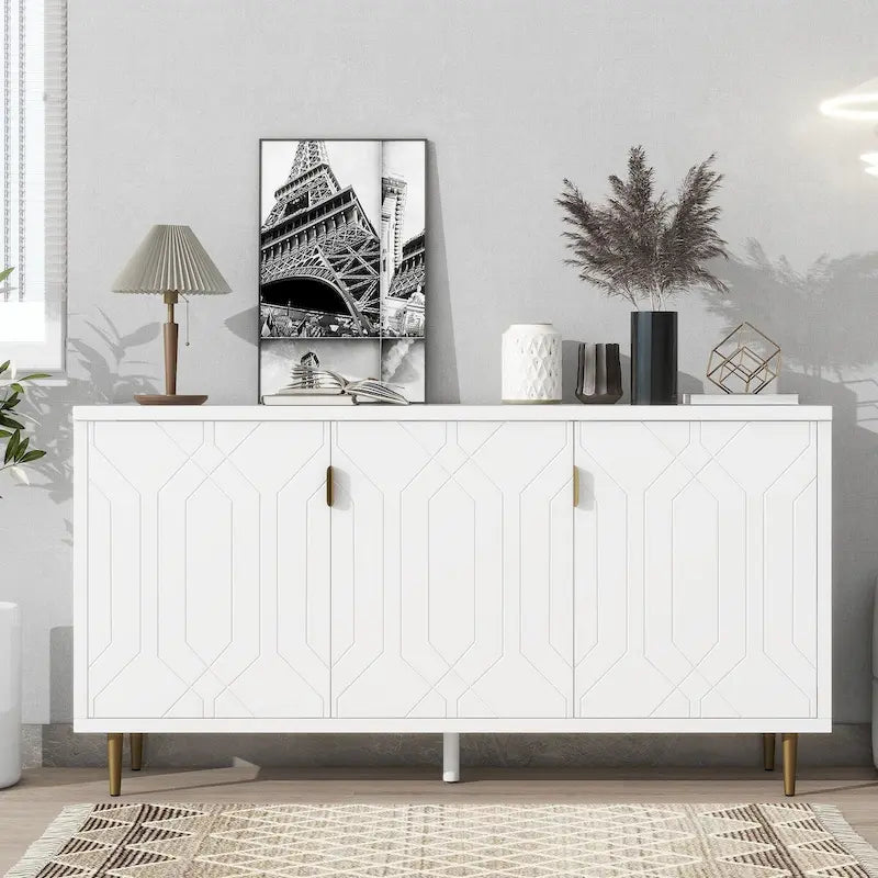 Modern TV Stand for TV up to 70 inch, Console Table with Adjustable Shelves,Storage Sideboard Cabinet for Living Room 12