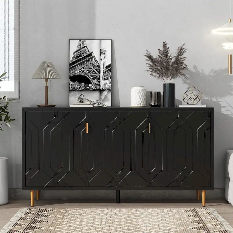 Modern TV Stand for TV up to 70 inch, Console Table with Adjustable Shelves,Storage Sideboard Cabinet for Living Room 13
