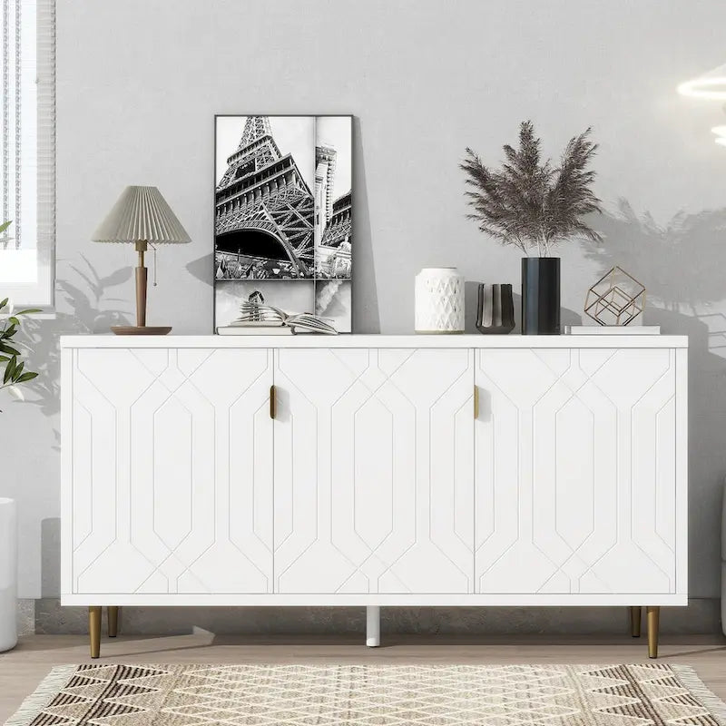 Modern TV Stand for TV up to 70 inch, Console Table with Adjustable Shelves,Storage Sideboard Cabinet for Living Room 4