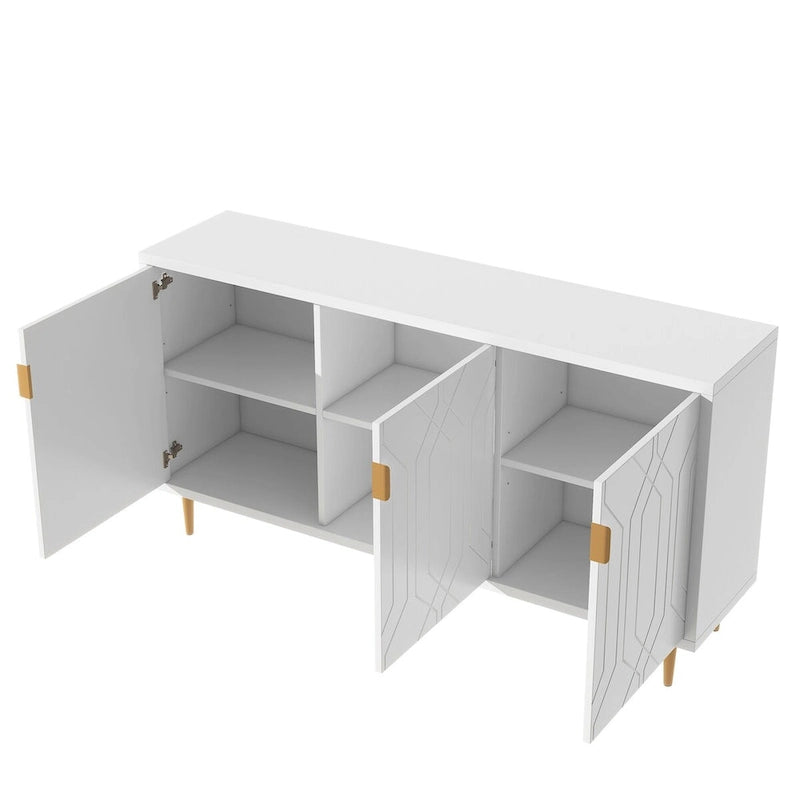 Modern TV Stand for TV up to 70 inch, Console Table with Adjustable Shelves,Storage Sideboard Cabinet for Living Room 6