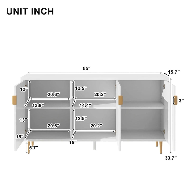 Modern TV Stand for TV up to 70 inch, Console Table with Adjustable Shelves,Storage Sideboard Cabinet for Living Room 7