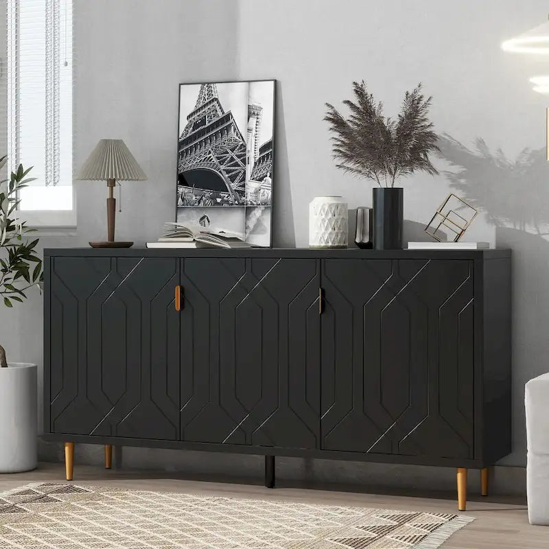 Modern TV Stand for TV up to 70 inch, Console Table with Adjustable Shelves,Storage Sideboard Cabinet for Living Room 9