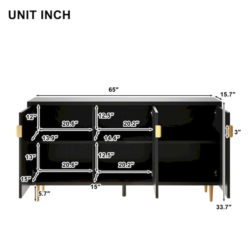 Modern TV Stand for TV up to 70 inch, Console Table with Adjustable Shelves,Storage Sideboard Cabinet for Living Room 11